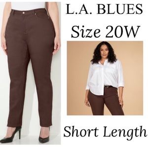 Brown Stretch Jeans La Blues Straight Leg Womens Size 20W Short Length